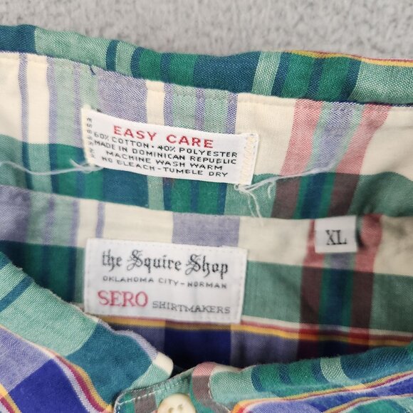 VTG Men's Plaid Button Shirt Extra Large Multicolor Short Sleeve Cotton Blend - Picture 7 of 8